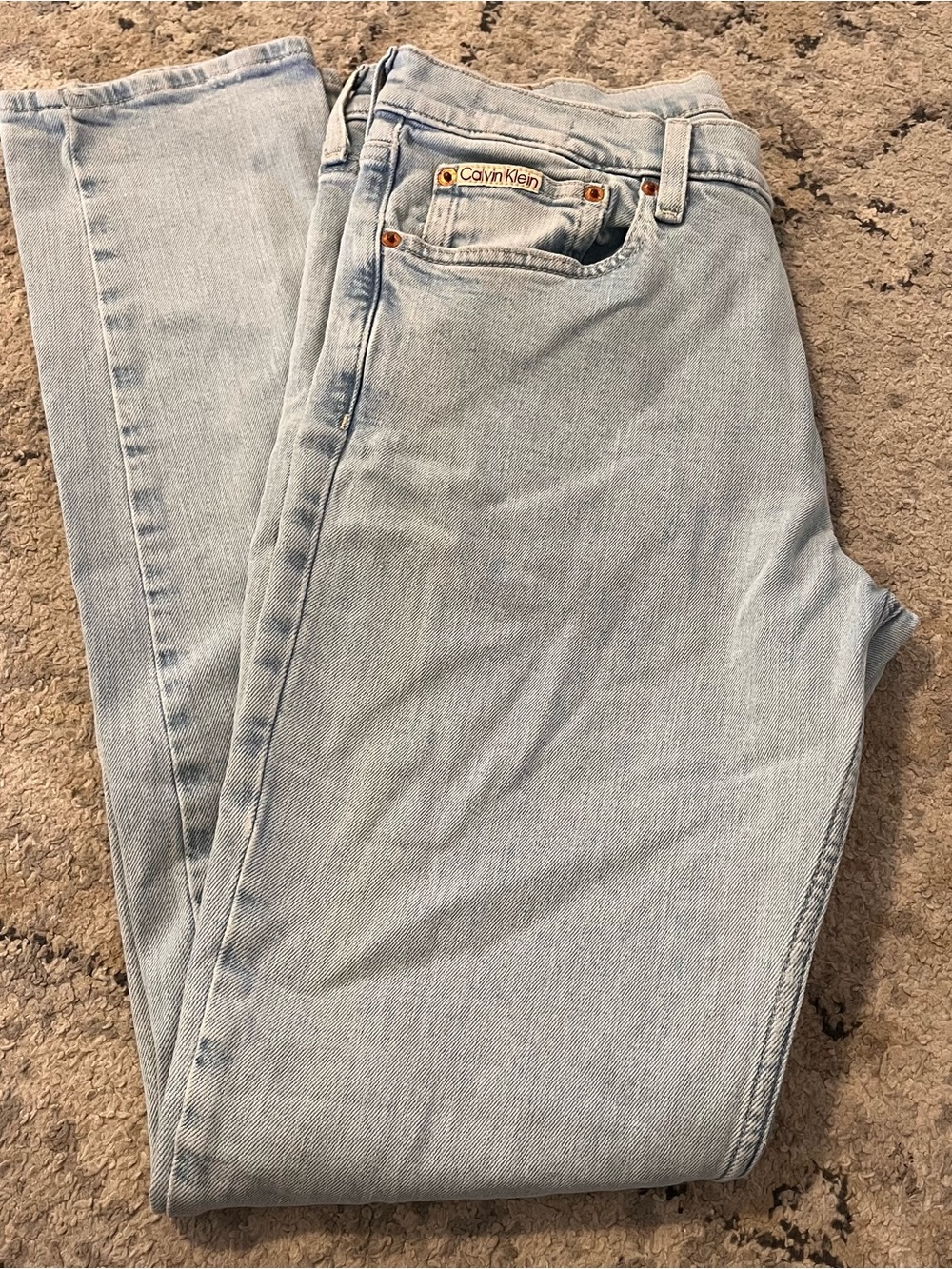 Calvin‎ Klein Men Light Wash Straight Jeans Slim Fit 33x34 Stretch